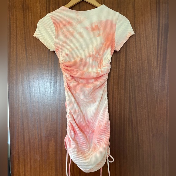 Rumor Pink and Cream Tie Dye Rouched Dress - Picture 2 of 5